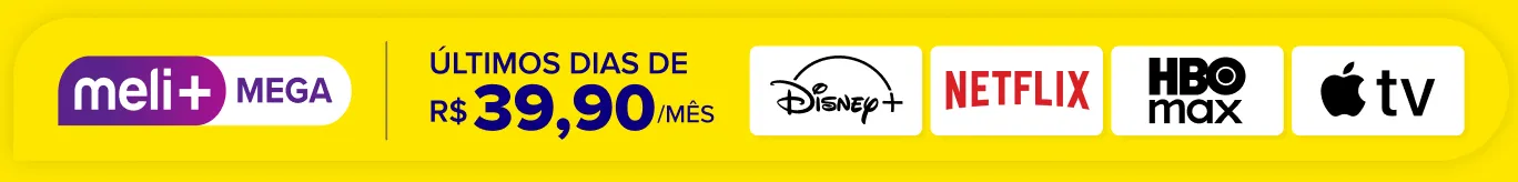 Meli+ Mega. Últimos dias de R$ 39,90/mês. Disney+, Netflix, HBO Max, Apple TV. Consulte termos e condições.